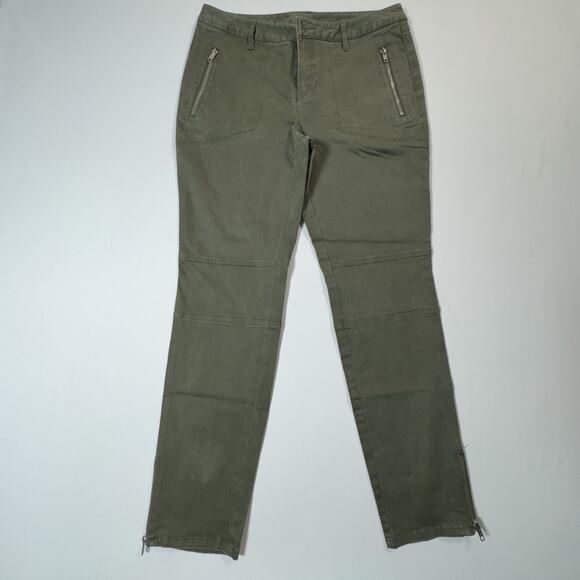 INC International Concepts Skinny Leg Pants Sz 6 Olive Green Ankle Zip - Picture 1 of 8